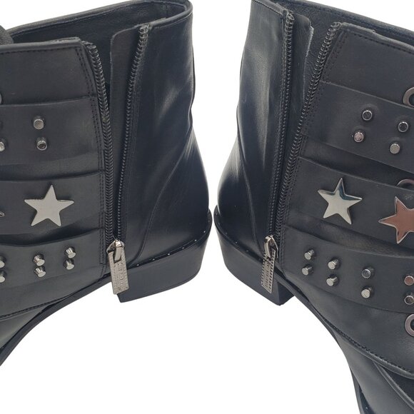 Italy Ivy Kirzhner Women's size 8 US Black Leather Silver Studded Ankle Boots 38 - Picture 9 of 13